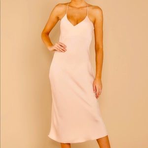 Strappy silky past knee length dress